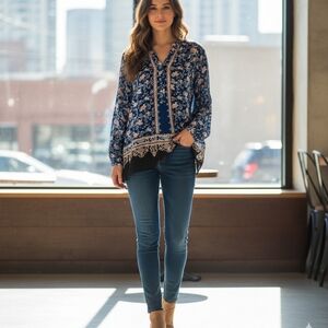 Cato Blue Floral Top